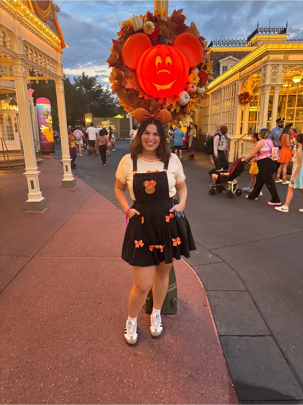 Her Universe Black Disney Minnie Bow Pinafore Dress with Orange Accents